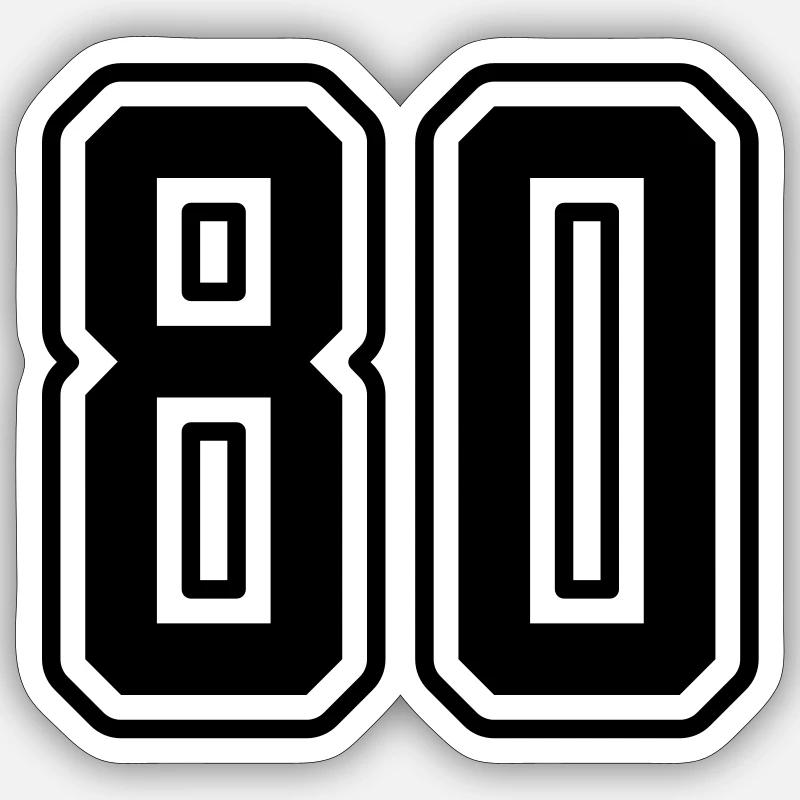 80 Zahl Symbol - Sticker Größe S (10 x 10 cm) - Mattweiß