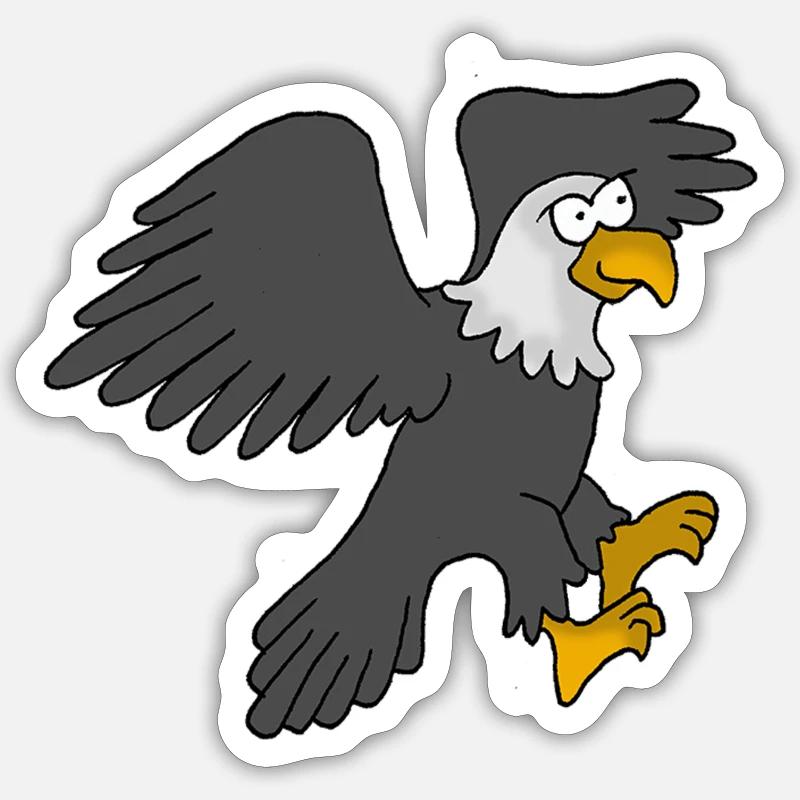 Dessin animé Eagle - Sticker taille S (10 x 10 cm) - blanc mat