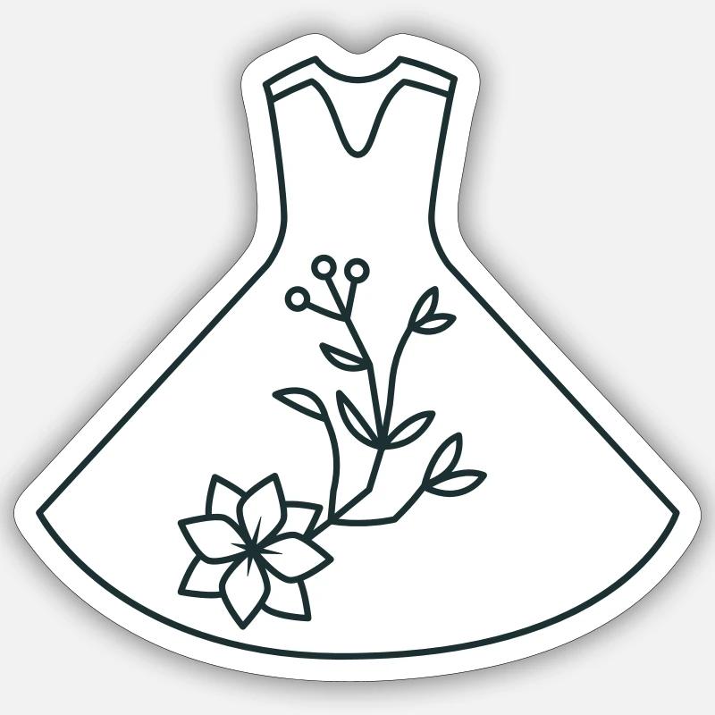 Robe de danse moderne avec des fleurs Sticker taille S (10 x 10 cm)