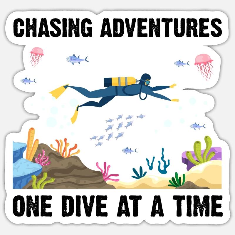 Plongée Aventure Plongeurs Mer Océan - Sticker taille S (10 x 10 cm) - blanc mat