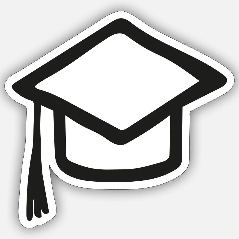 Graduation Hat - Sticker size S (10 x 10 cm) - white matte
