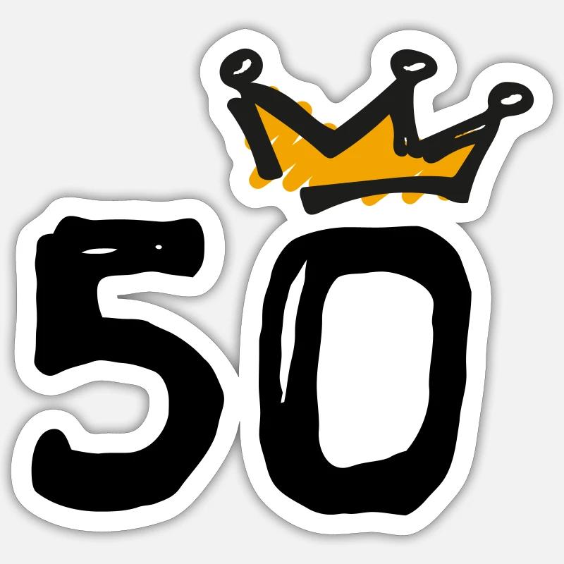 50. Geburtstag Krone - Sticker Größe S (10 x 10 cm) - Mattweiß
