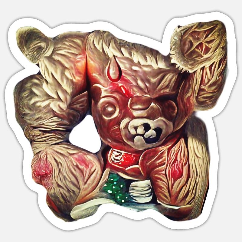 Oni Teddy Bär - Sticker Größe S (10 x 10 cm) - Mattweiß