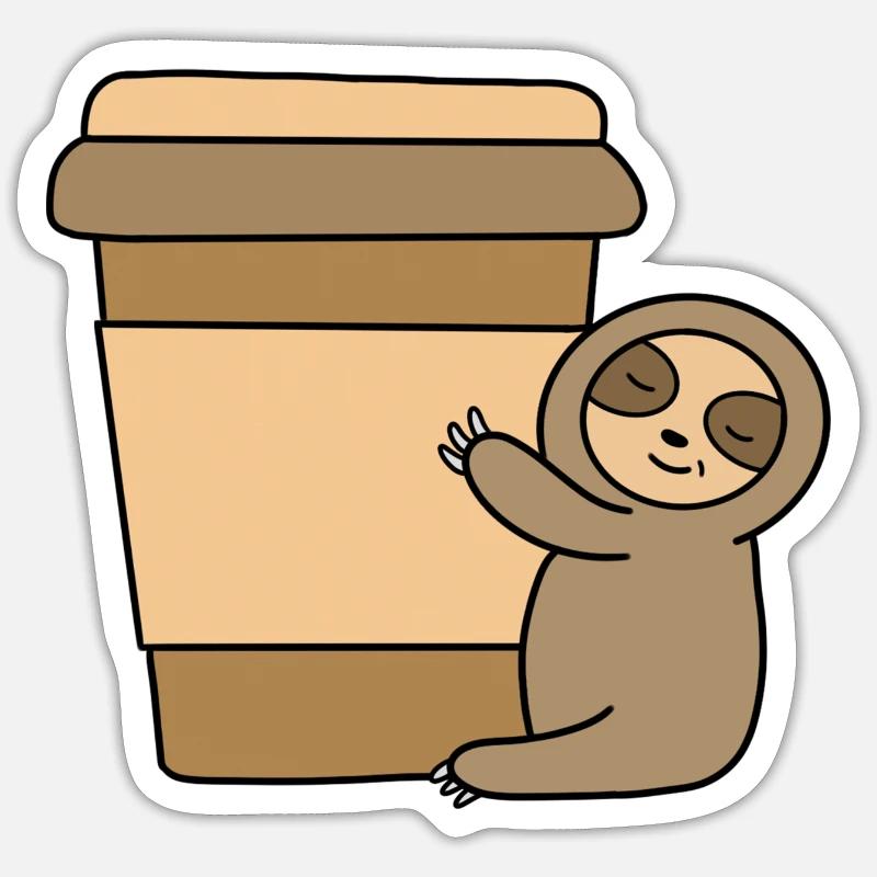 Coffee Sloth. Sticker size S (10 x 10 cm)