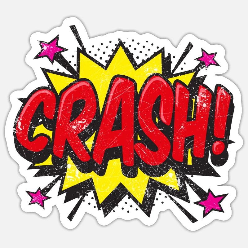 CRASH CRASH! COMIC COMICSTYLE 80s MOTIVE GESCHENK Sticker Größe S (10 x 10 cm)