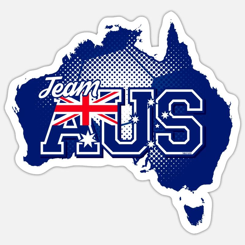 Team AUS map Australia with ball pattern Sticker size S (10 x 10 cm)