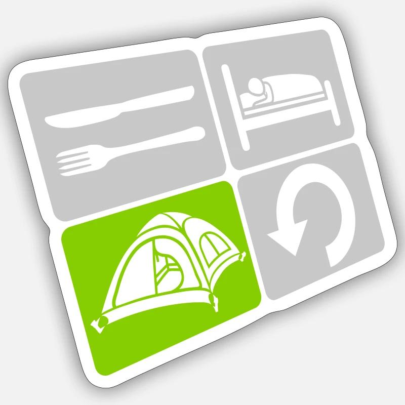 Eat Sleep Camp Repeat - Sticker size S (10 x 10 cm) - white matte