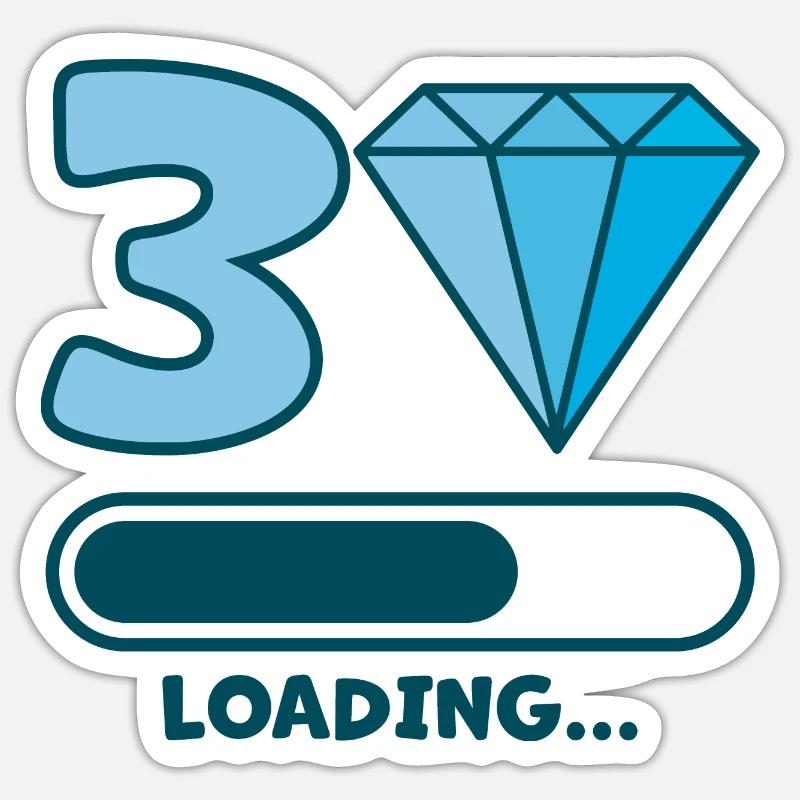 30. Geburtstag Loading Ladebalken Sticker Größe S (10 x 10 cm)