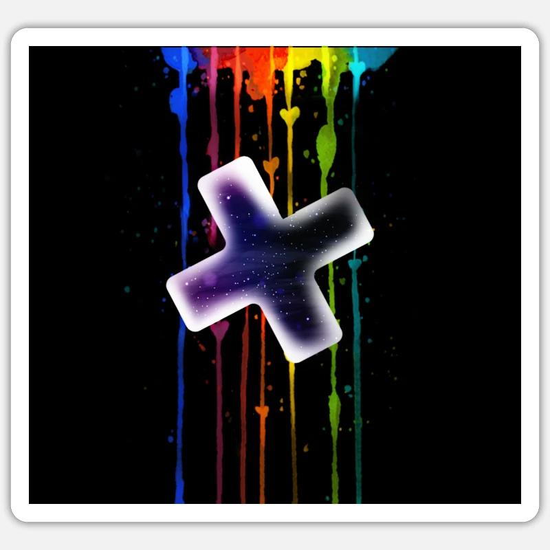 Plus vor einen Regenbogen Sticker Größe S (10 x 10 cm)