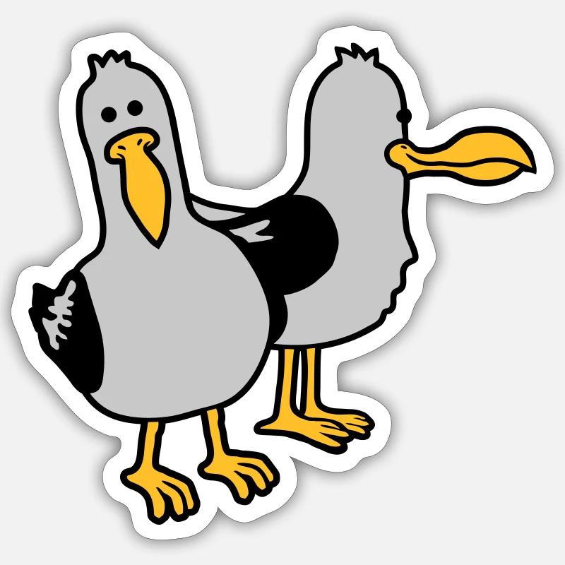 Gang 2 drôles de mouettes - Sticker taille S (10 x 10 cm) - blanc mat