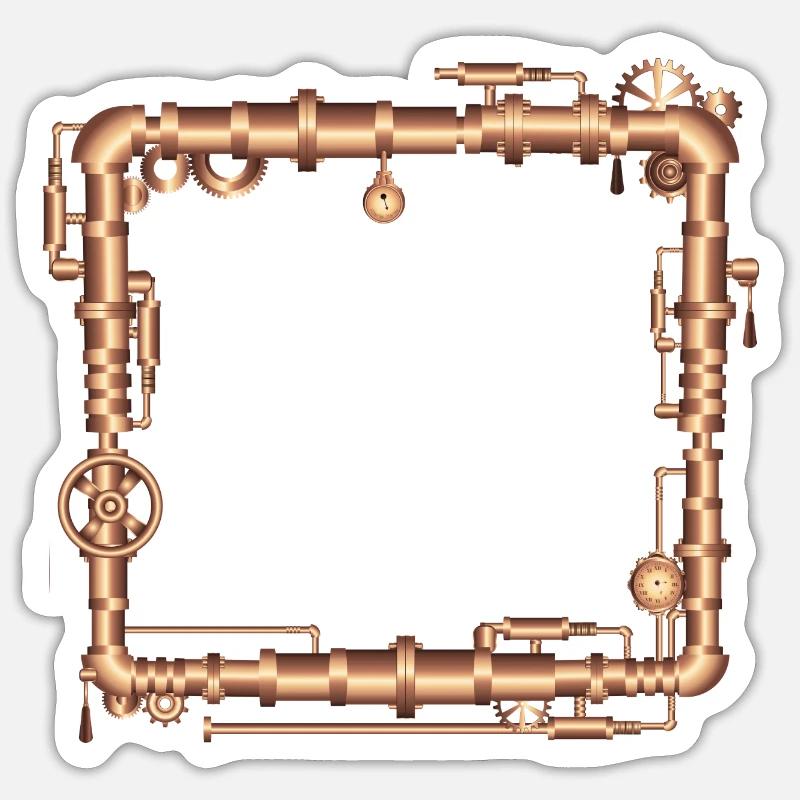 Cadre Steampunk en look de machine à vapeur Sticker taille S (10 x 10 cm)