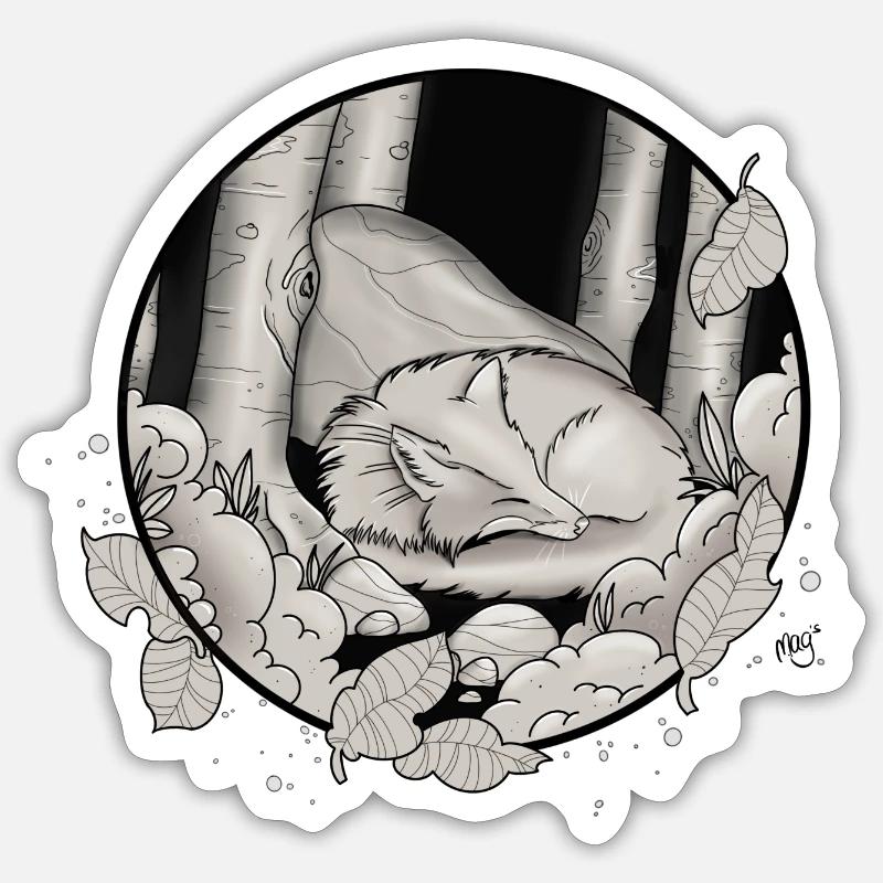 Sleepy Fox Sticker Größe S (10 x 10 cm)