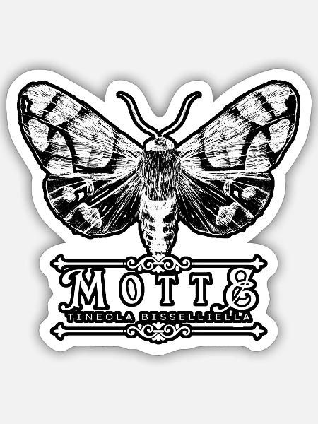 Motte -Tineola bisselliella - Goth Shirt - Sticker Größe S (10 x 10 cm) - Mattweiß