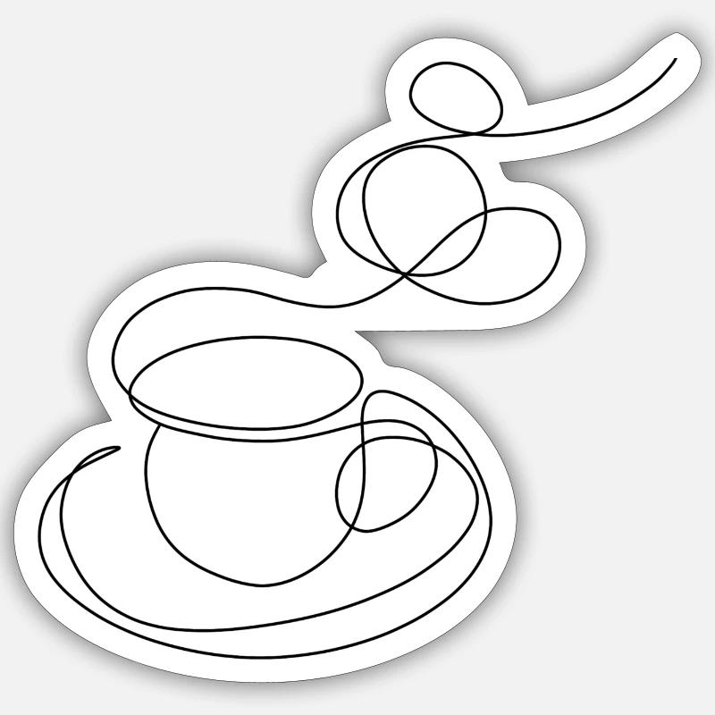 Kaffee lineart - Sticker Größe S (10 x 10 cm) - Mattweiß