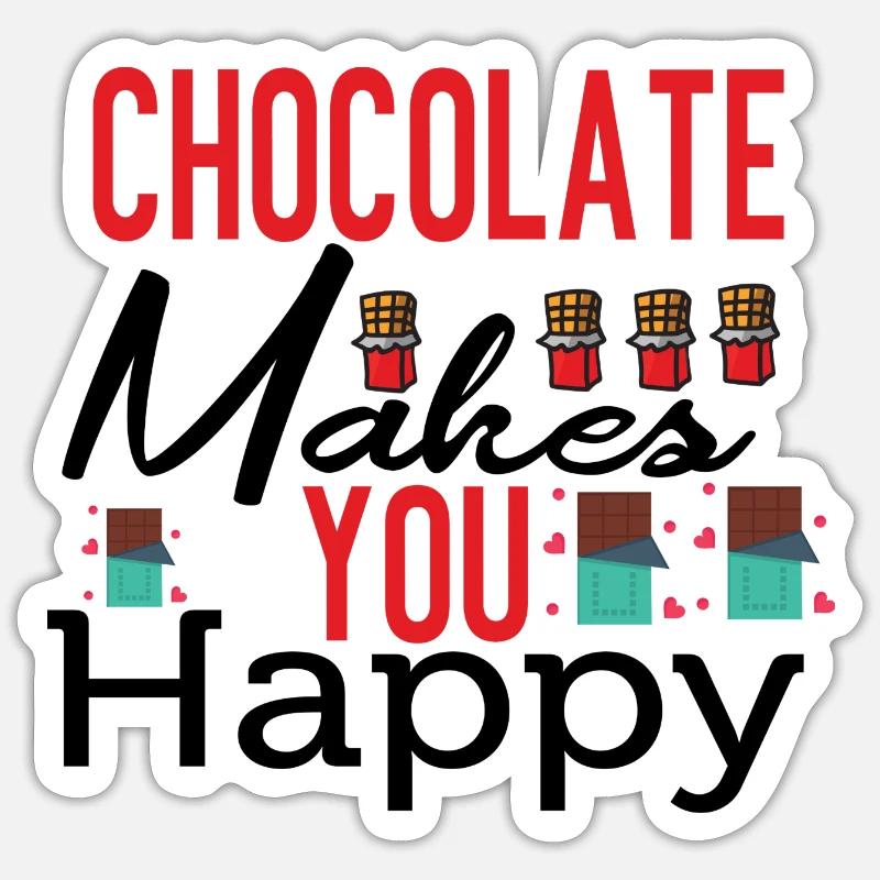 Le chocolat me rend heureux - Sticker taille S (10 x 10 cm) - blanc mat
