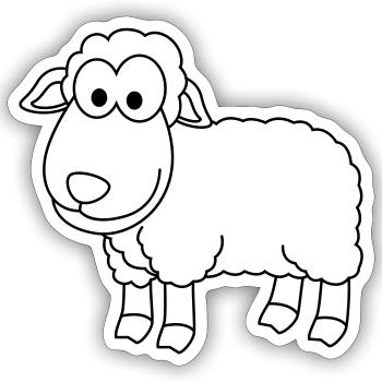 Schaf Comic Tier - Sticker Größe S (10 x 10 cm) - Mattweiß - Vorne