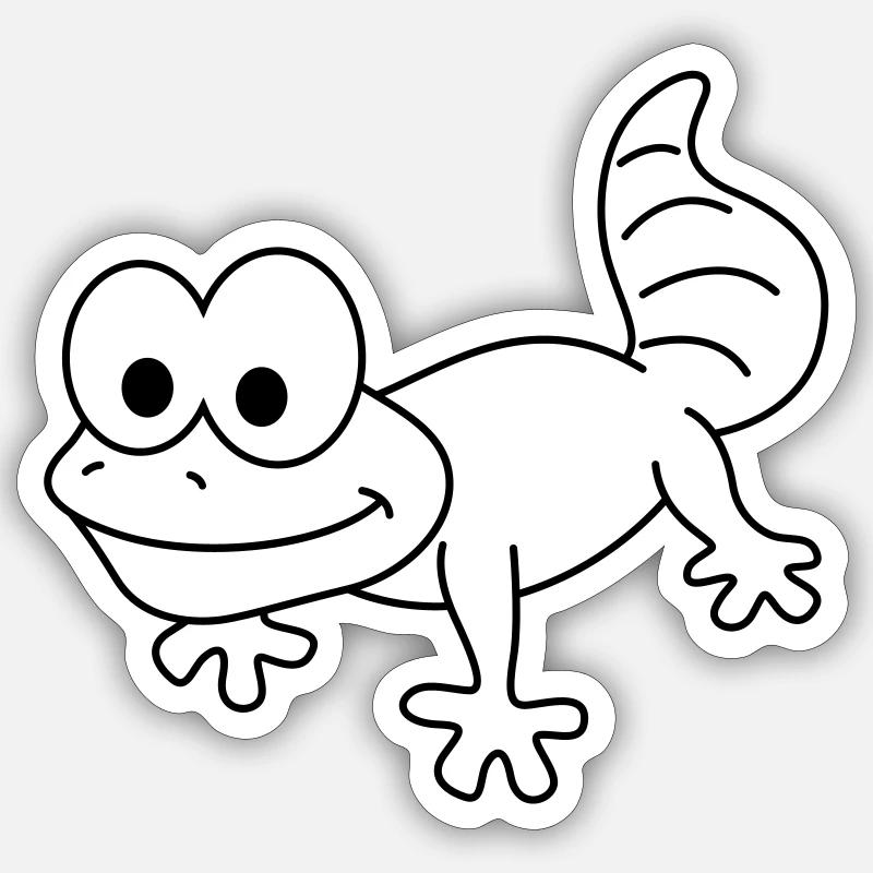 Gecko Comic Tier - Sticker Größe S (10 x 10 cm) - Mattweiß