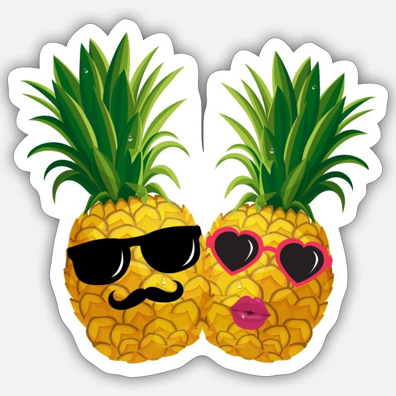 Mr. & Mrs. Pineapple - Sticker Größe S (10 x 10 cm) - Mattweiß