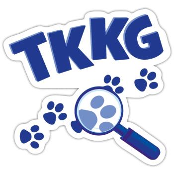 TKKG Junior Logo Mit Lupe Und Pfotenabdrücken - Sticker Größe S (10 x 10 cm) - Mattweiß - Vorne