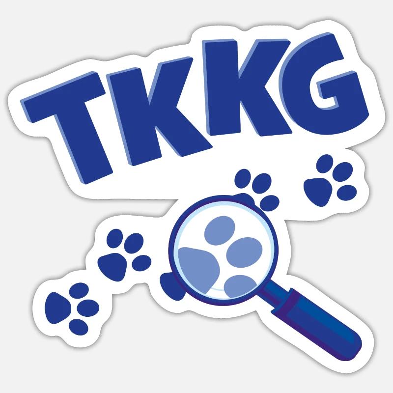 TKKG Junior Logo Mit Lupe Und Pfotenabdrücken - Sticker Größe S (10 x 10 cm) - Mattweiß