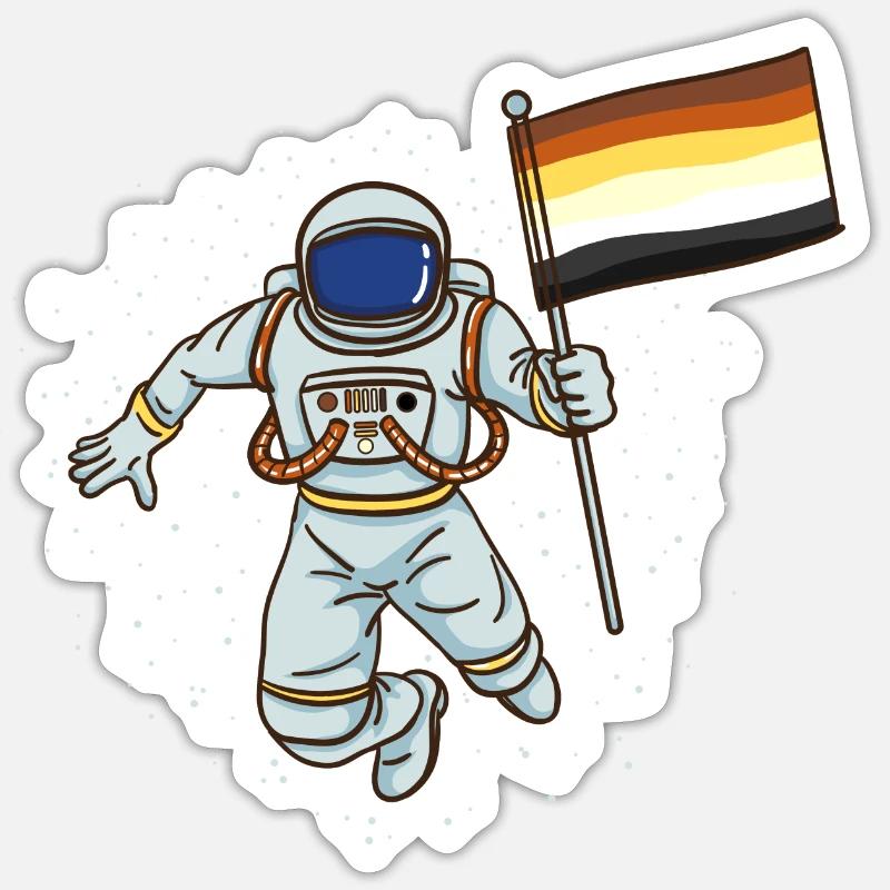 Astronaute Gay Bear Pride - Sticker taille S (10 x 10 cm) - blanc mat