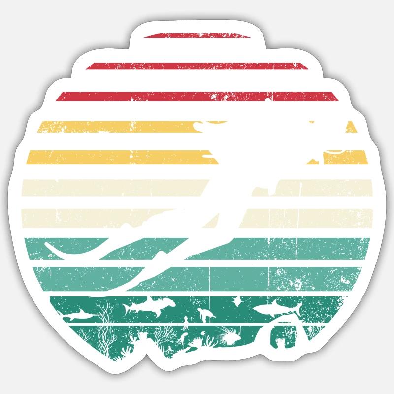 Retro Sunset Surf Silhouette Tee - Sticker size S (10 x 10 cm) - white matte