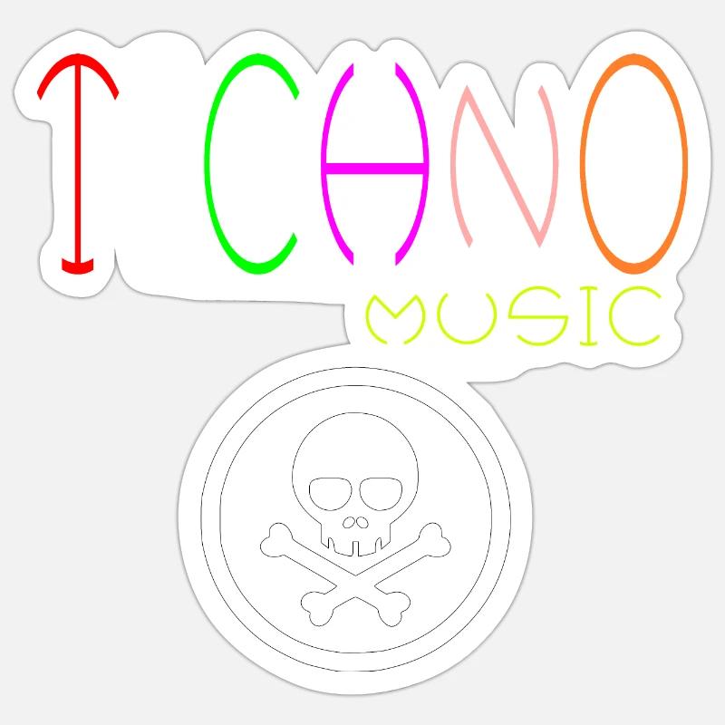 techno music logo - Sticker size S (10 x 10 cm) - white matte