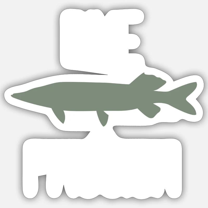 Hecht Leidenschaft - Pike Passion - Sticker Größe S (10 x 10 cm) - Mattweiß