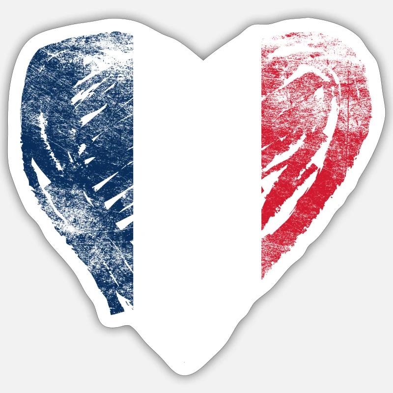 France coeur utilisé look - Sticker taille S (10 x 10 cm) - blanc mat