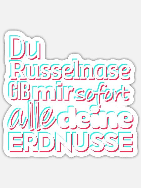 Du Russelnase - Sticker Größe S (10 x 10 cm) - Mattweiß