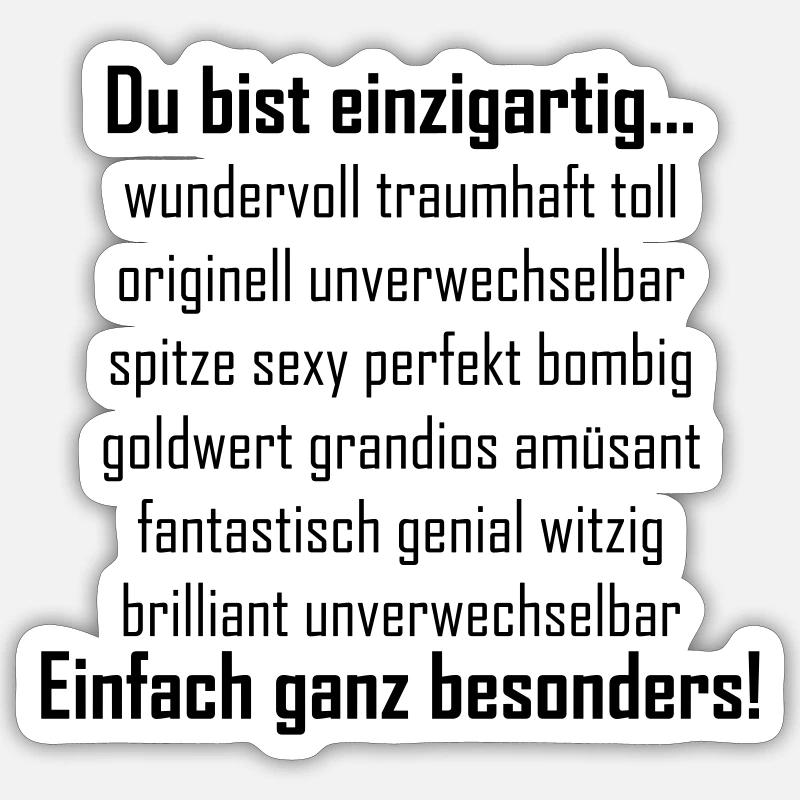 Du bist einzigartig - Sticker Größe S (10 x 10 cm) - Mattweiß