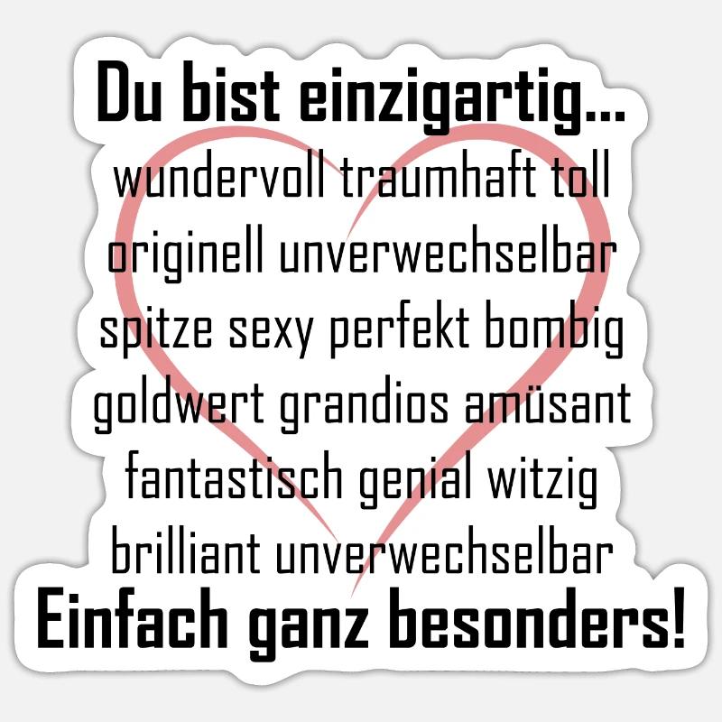 Du bist einzigartig mit Herz Sticker Größe S (10 x 10 cm)