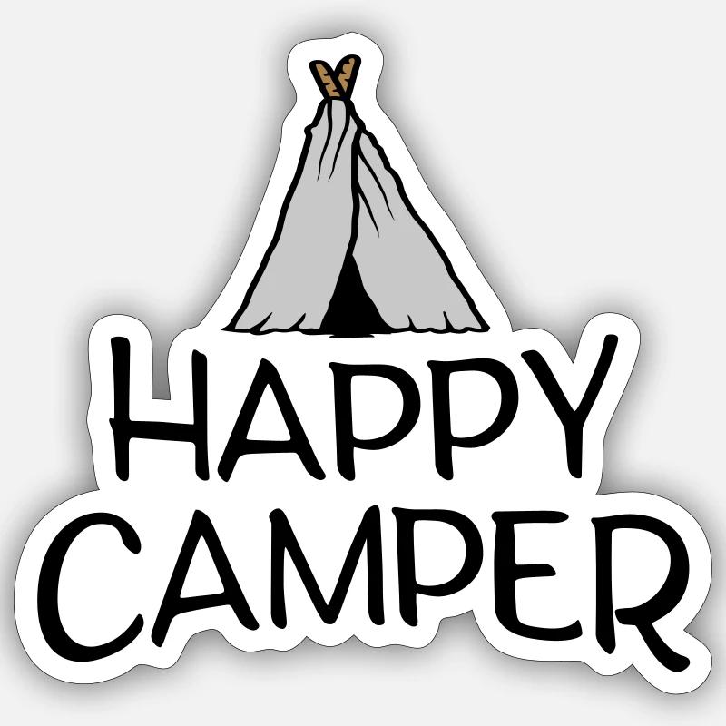 Happy Camper Primitive Tent Sticker size S (10 x 10 cm)