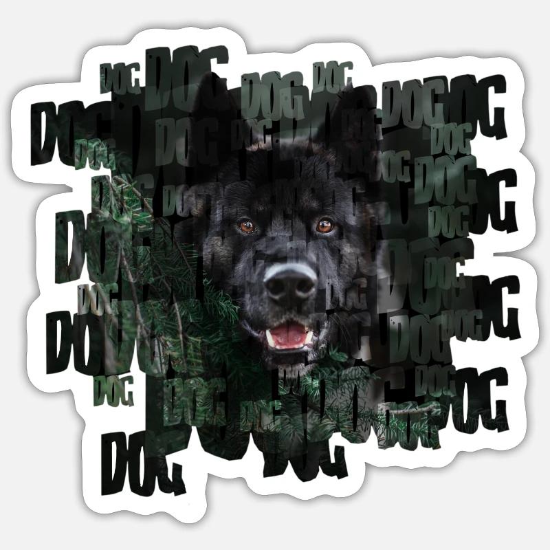 Chien - Sticker taille S (10 x 10 cm) - blanc mat