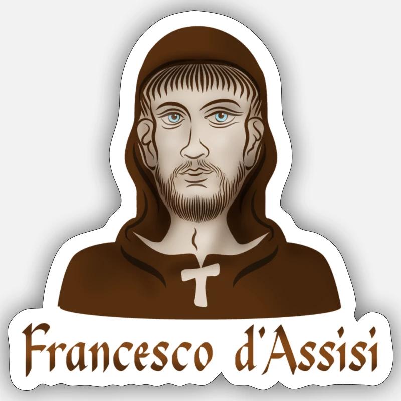 Francesco d'Assisi - Sticker Größe S (10 x 10 cm) - Mattweiß