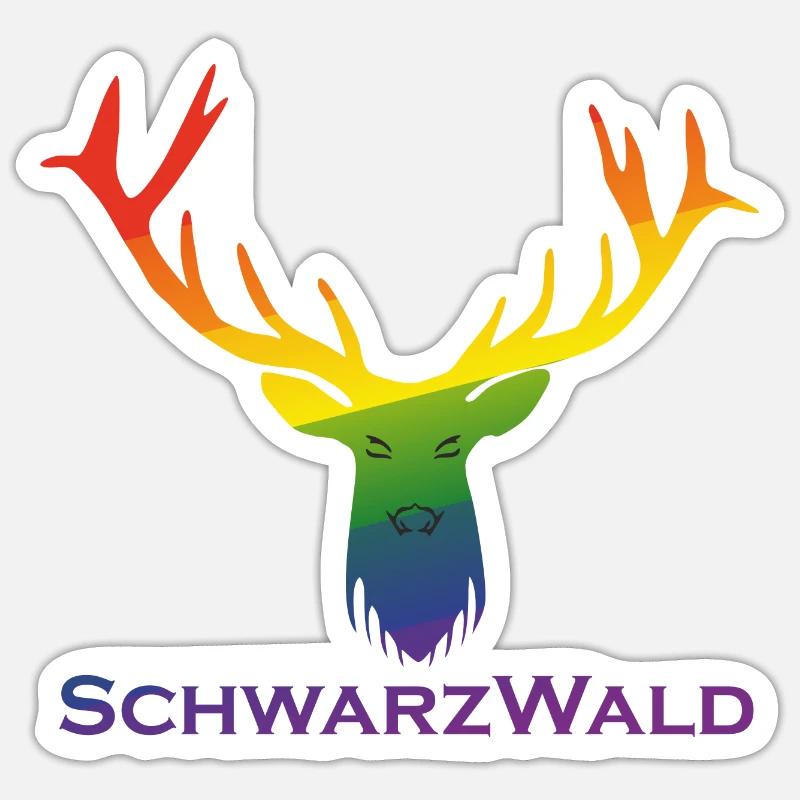 Schwarzwald Hirsch - Multi Color Sticker Größe S (10 x 10 cm)