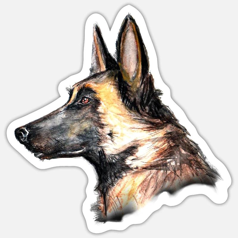 Head profile Malinois - Sticker size S (10 x 10 cm) - white matte