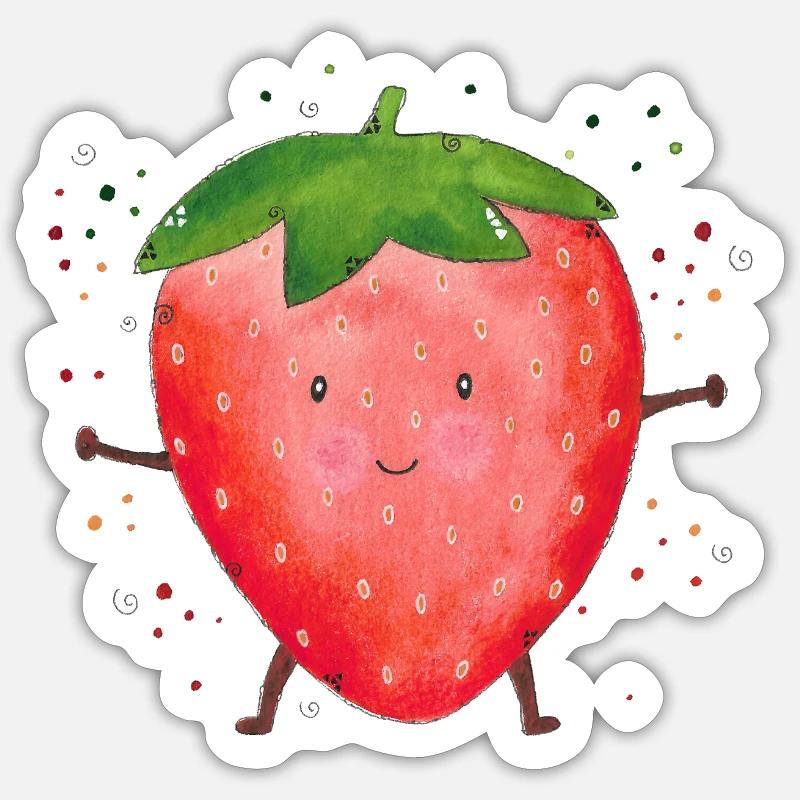 Erdbeere Strawberry Früchte - Sticker Größe S (10 x 10 cm) - Mattweiß