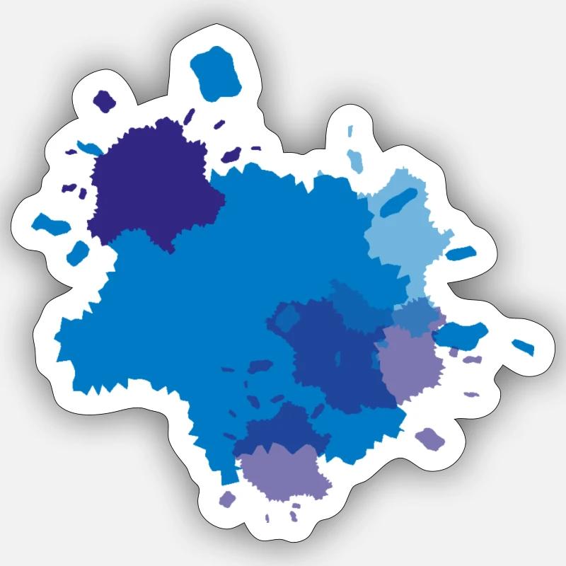 Éclaboussures de couleur bleue Sticker taille S (10 x 10 cm)