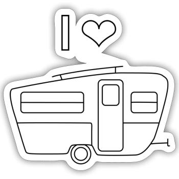I love camping - caravans - Sticker size S (10 x 10 cm) - white matte - Front