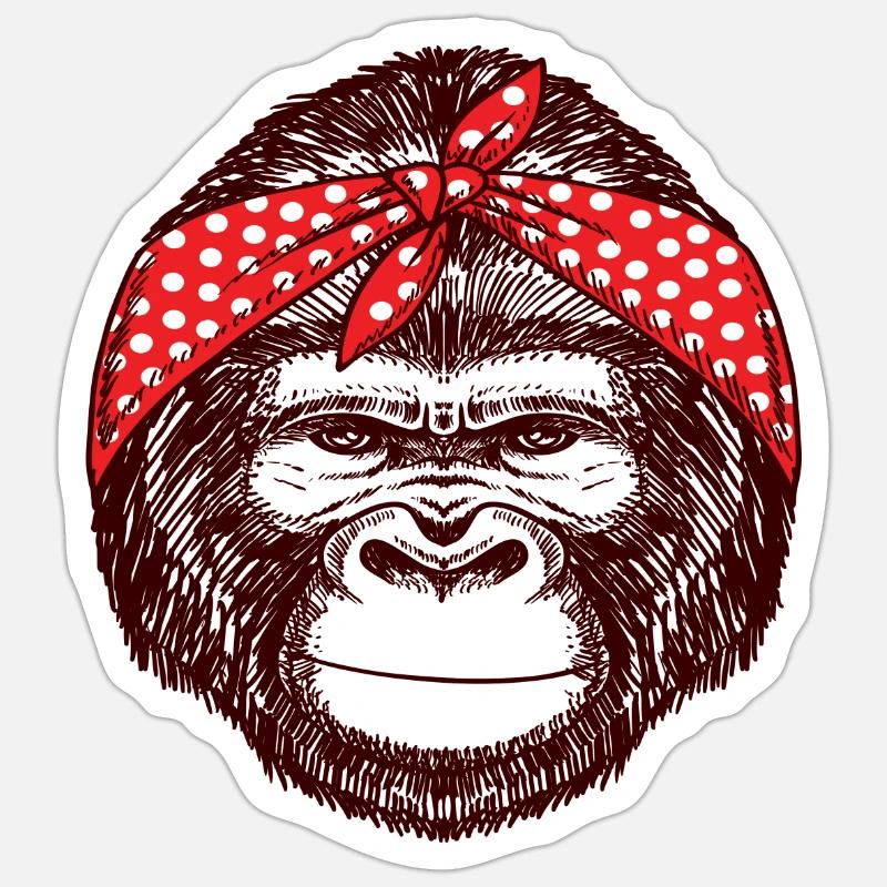 Affe - Sticker Größe S (10 x 10 cm) - Mattweiß