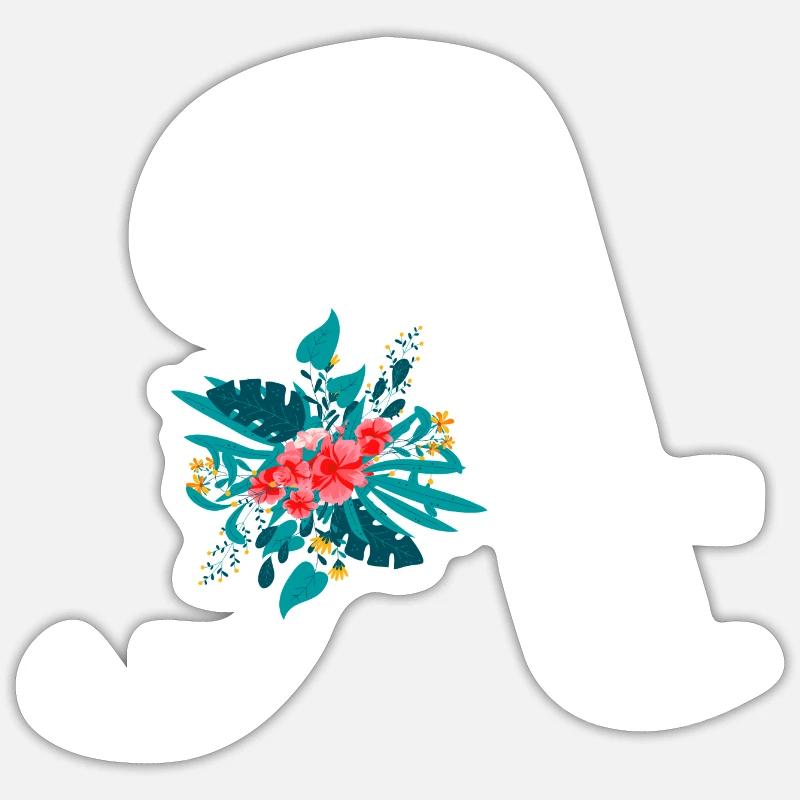 lettre A fleuris - Sticker taille S (10 x 10 cm) - blanc mat