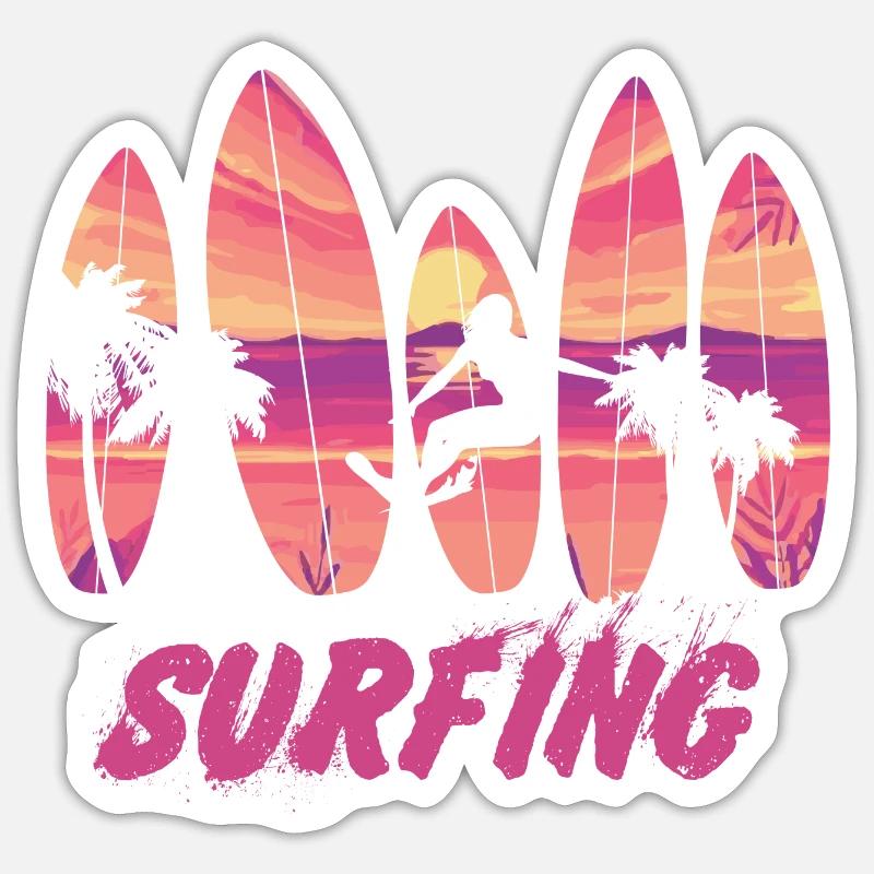 Surfing Surfboard Surfer Geschenksidee Sticker Größe S (10 x 10 cm)