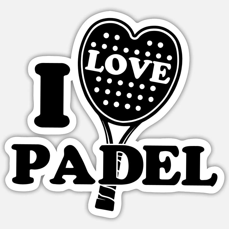 I love padel - Sticker formato S (10 x 10 cm) - bianco opaco