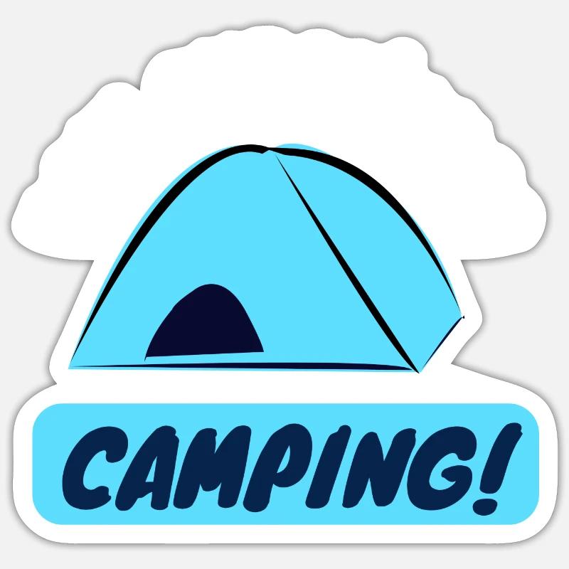 New experience - Camping! - Sticker size S (10 x 10 cm) - white matte