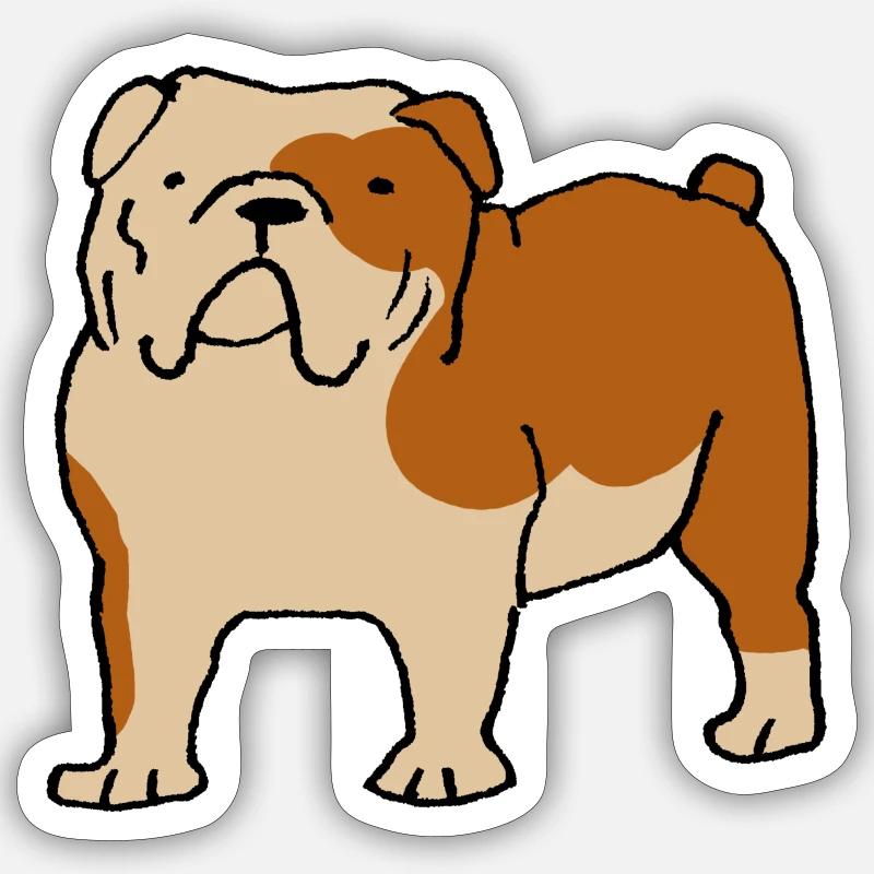 Bouledogue anglais - Sticker taille S (10 x 10 cm) - blanc mat
