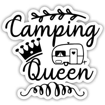 Camping Queen - Sticker Größe S (10 x 10 cm) - Mattweiß - Vorne