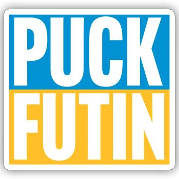 Conception du logo Puck Futin - Sticker taille S (10 x 10 cm) - blanc mat - Devant