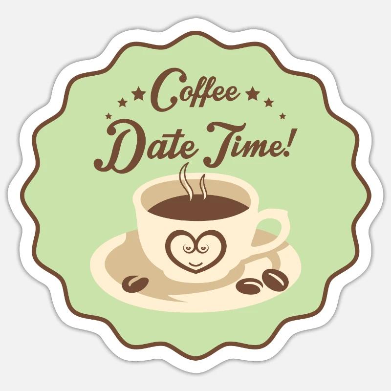 Coffee Date Time - Sticker Größe S (10 x 10 cm) - Mattweiß