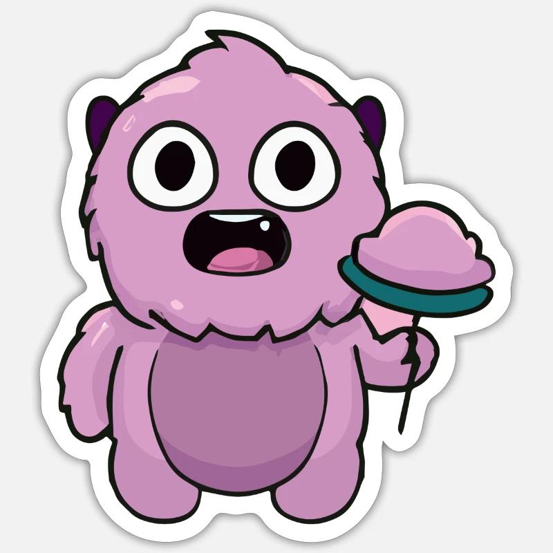 Süßes pinkes Monster | Lustiges Lutscher-Chibi - Sticker Größe S (10 x 10 cm) - Mattweiß